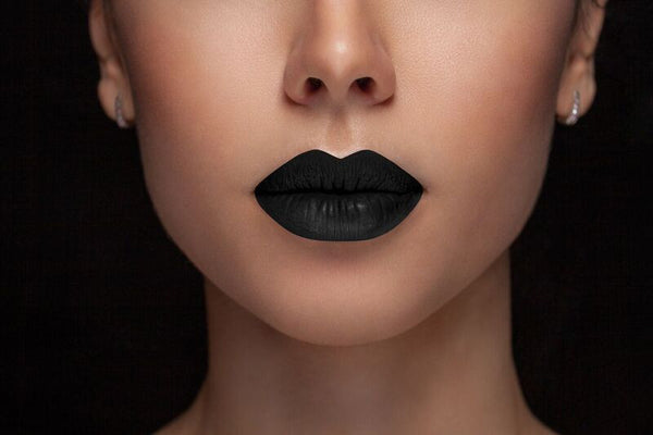 Lips -  - Midnight Black - Waterproof, smudge proof,  transfer proof,  and 24 hour stay BLACK Matte Liquid lipstick - Glamorous Chicks Cosmetics - 1