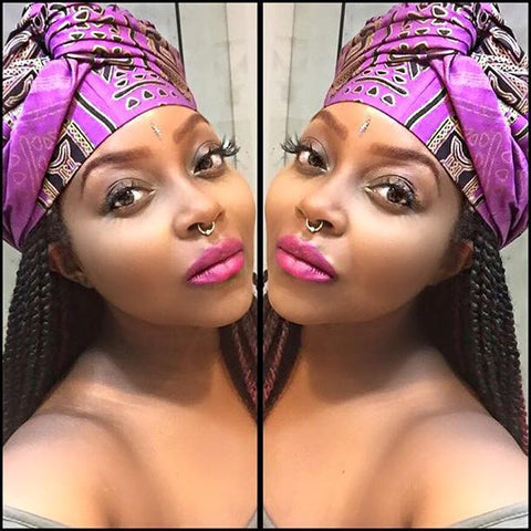 Purple Goddess Wax Print Head wrap - Glamorous Chicks Cosmetics