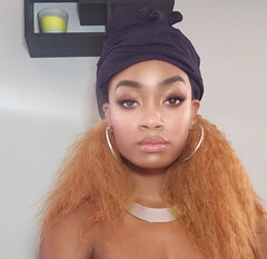 Navy Slip On Satin Lined Headwrap and Mask