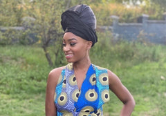 Black Satin Fabric Head wrap