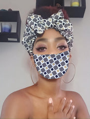 Ashantae Pre Tie Satin Lined Slip On Headwrap Headband and Mask