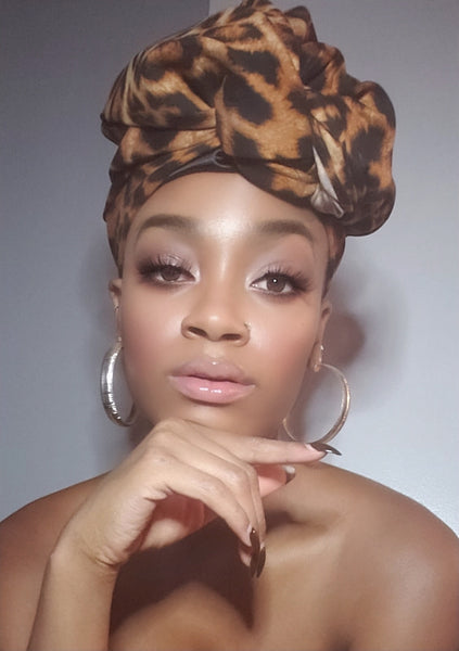 Abiah Cheetah Print Stretched Fabric Headwrap