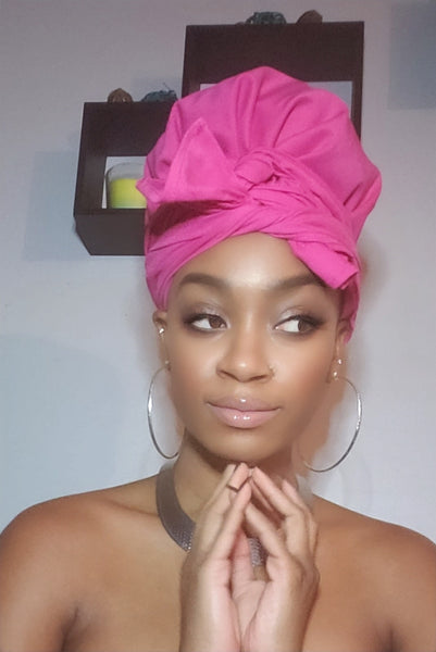 Pink Jersey Knit Stretched Fabric Slip On Headwrap