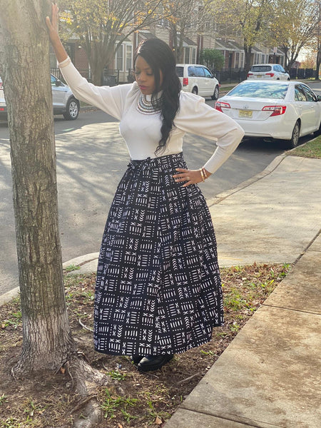 Black and white Maxi Skirt & bag