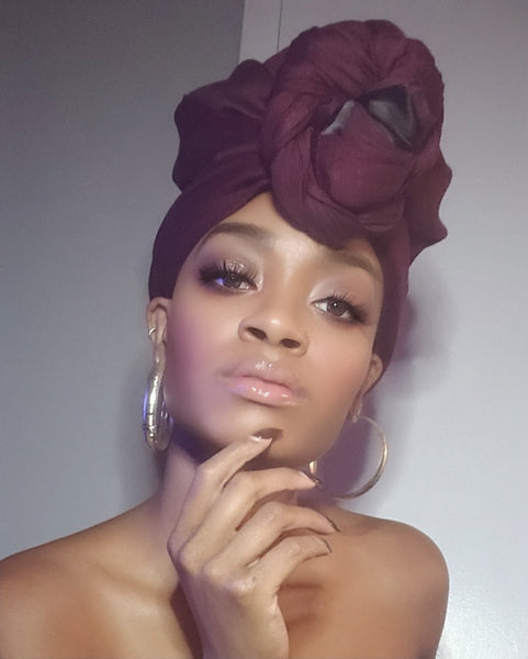 Purple Jersey Knit Stretched Fabric Headwrap