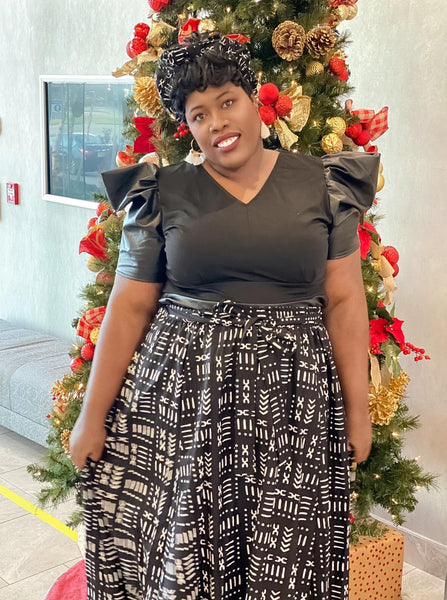 Black and white Maxi Skirt & bag