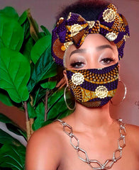 Imani Gye Nyame Pre Tie Satin Lined Slip On Headwrap Headband and Mask