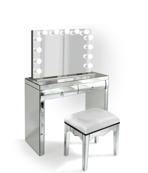 Complete set - Mirrored Dimmable Hollywood Makeup Mirror LED + Built-in Outlets, chair and Vanity christmas gift, gift for girlfriend, gift