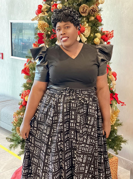 Black and white Maxi Skirt & bag