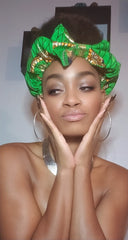 Gia  Pre Tie Satin Lined Slip On Headwrap Headband and Mask