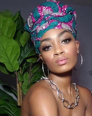 Gigi Gye Nyame Gold Print Slip On Satin Lined Headwrap