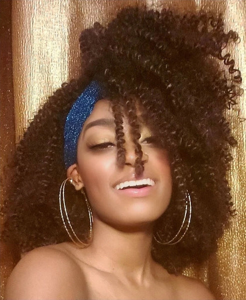 METALLIC BLUE SLIP ON HAIR HEADWRAP HEADBAND