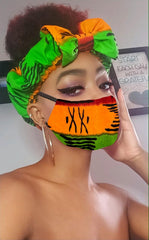 Bianca Pre Tie Satin Lined Slip On Headwrap Headband and Mask