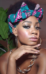 Yandy Pre Tie Satin Lined Slip On Headwrap Headband and Mask