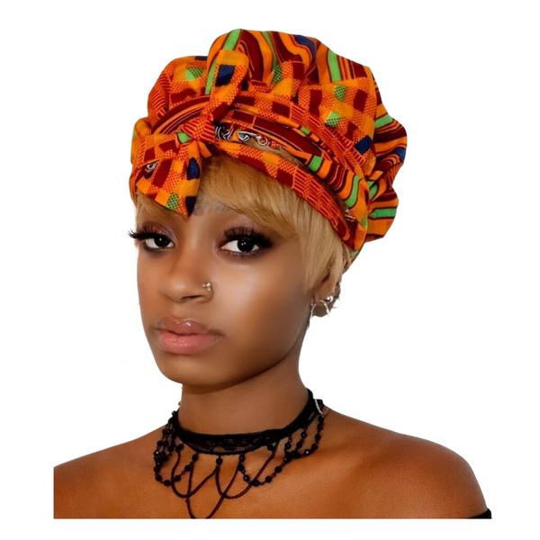 Feechi Slip On Satin Lined Headwrap and Mask