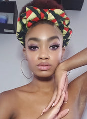 Mel Pre Tie Satin Lined Slip On Headwrap Headband and Mask