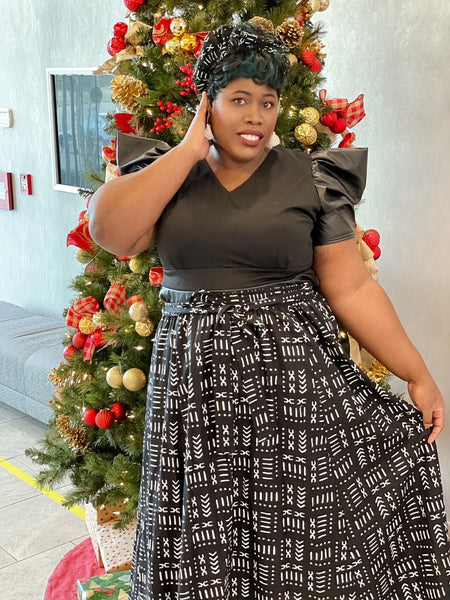 Black and white Maxi Skirt & bag