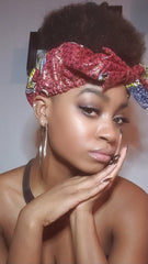 Kwame Pre Tie Satin Lined Slip On Headwrap Headband and Mask