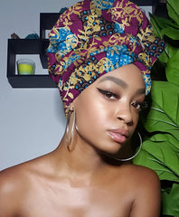 Nora Limited Edition Holiday Gold Print Slip On Satin Lined Headwrap