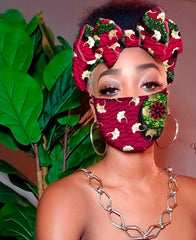 Amy Pre Tie Satin Lined Slip On Headwrap Headband and Mask