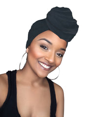 Midnight Black  Stretched Fabric Head wrap