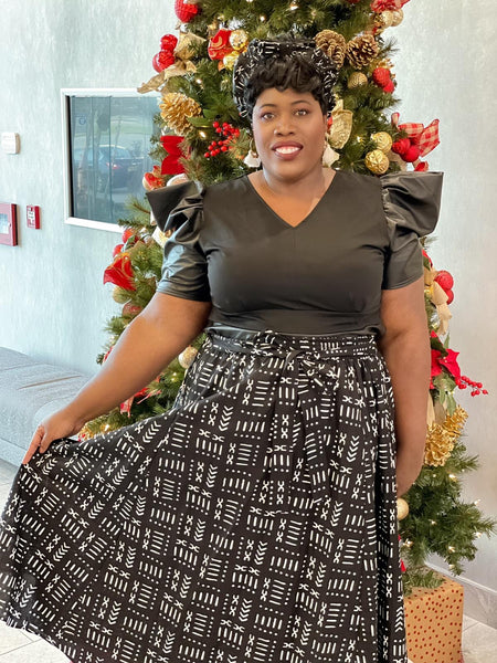 Black and white Maxi Skirt & bag