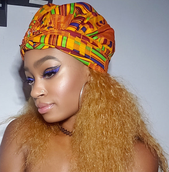 Feechi Slip On Satin Lined Headwrap and Mask