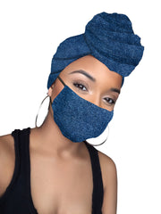 Jeans Stretched Fabric Head wrap & mask