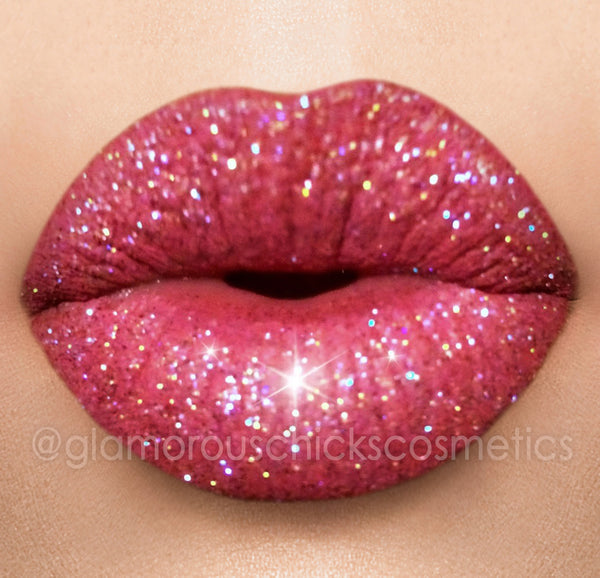 Pink+ grapefruit glitter lips