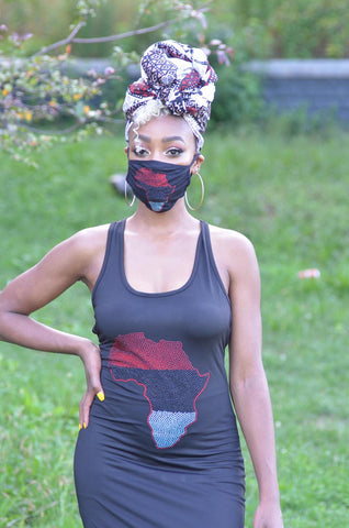 Africa Akwasi Headwrap, Mask and  Africa Dress