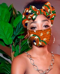 Chloe Pre Tie Satin Lined Slip On Headwrap Headband and Mask