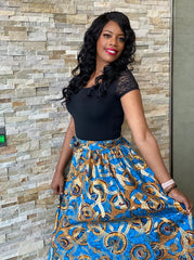 Peyton Print Maxi Skirt, Mask & Headwrap Set