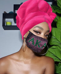 Pink AKA Slip On Satin Lined Headwrap and Mask