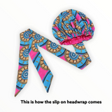 Joya Limited Edition Holiday Gold Print Slip On Satin Lined Headwrap