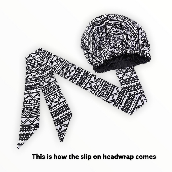 Bey Slip On Satin Lined Headwrap and Mask