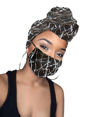 Moonlight Black and White Headwrap and Mask
