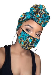 Blue Orchid Headwrap and mask