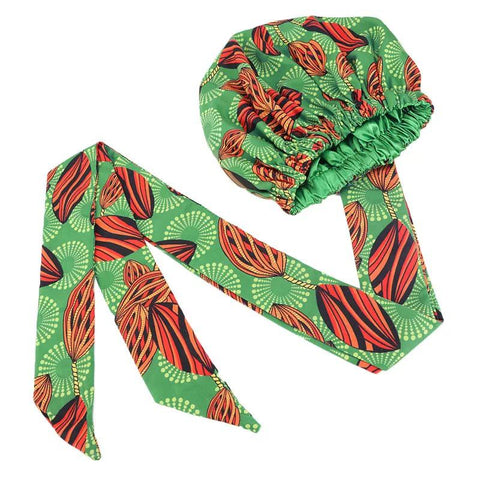 Nature African Print Satin Lined Headwrap Bonnet
