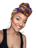 Imani Sankofa Cotton Gold Print African Head wrap and Mask