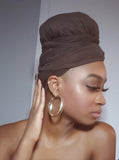 Brown Jersey Knit Stretched Fabric Slip On Headwrap