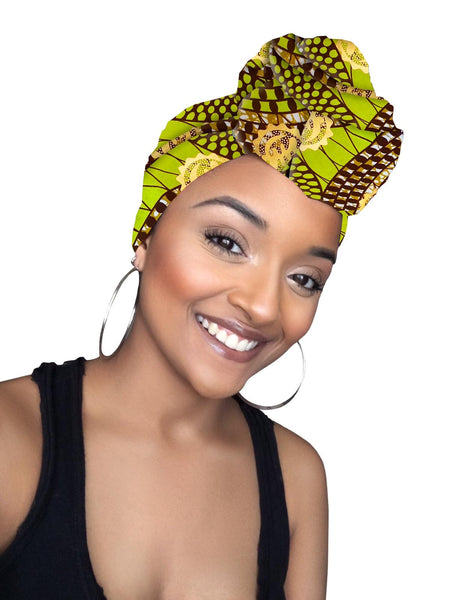 Sky Gye Nyame Cotton Gold Print African Headwrap