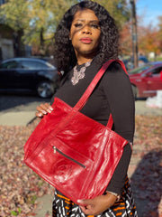 Red 100% Leather HandBag