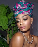 Gigi Gye Nyame Gold Print Slip On Satin Lined Headwrap and Mask