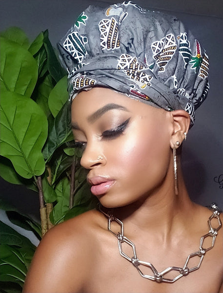 Your Greyness Slip On Satin Lined Headwrap and Mask