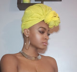 Yellow Jersey Knit Stretched Fabric  Headwrap and Mask