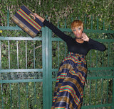 Sheer Royalty Print headwrap, Maxi Skirt, Mask & bag