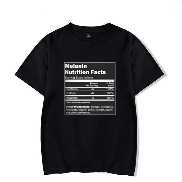 Melanin Nutritional Facts Print Black T-Shirt