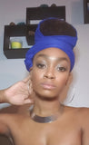 Royal Blue Jersey Knit Stretched Fabric Satin Lined Headwrap