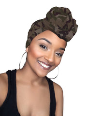 Camo Army Jersey Knit Stretched Fabric Headwrap