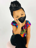 Black and Grey Striped Kid Headwrap ( No Mask)
